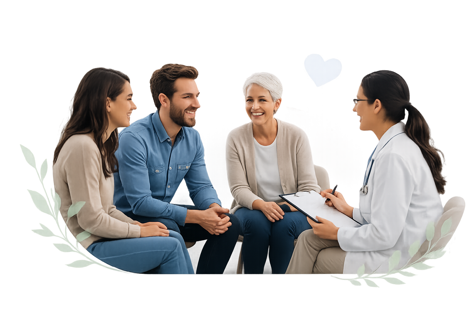 Patients échangeant avec une professionnelle de santé